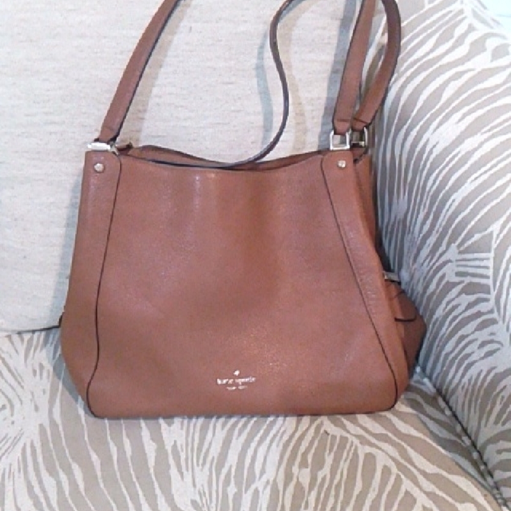 Kate Spade Leila Med Triple Tan Pebbled Leather Shoulder Bag
